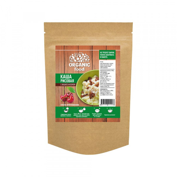 Organic Food Рисовая каша с вишней и изюмом, 60 гр