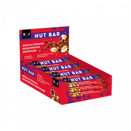 Батончик ореховый "NUT BAR" со вкусом айриш-крим в горьком шоколаде 40г